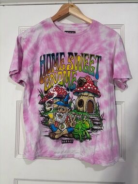 'Home Sweet Gnome' Pink Tie-Dye Short Sleeve Tee